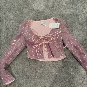Pink Sequin Crop Top